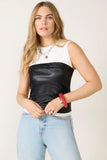 Wren Faux Leather Twofer Top