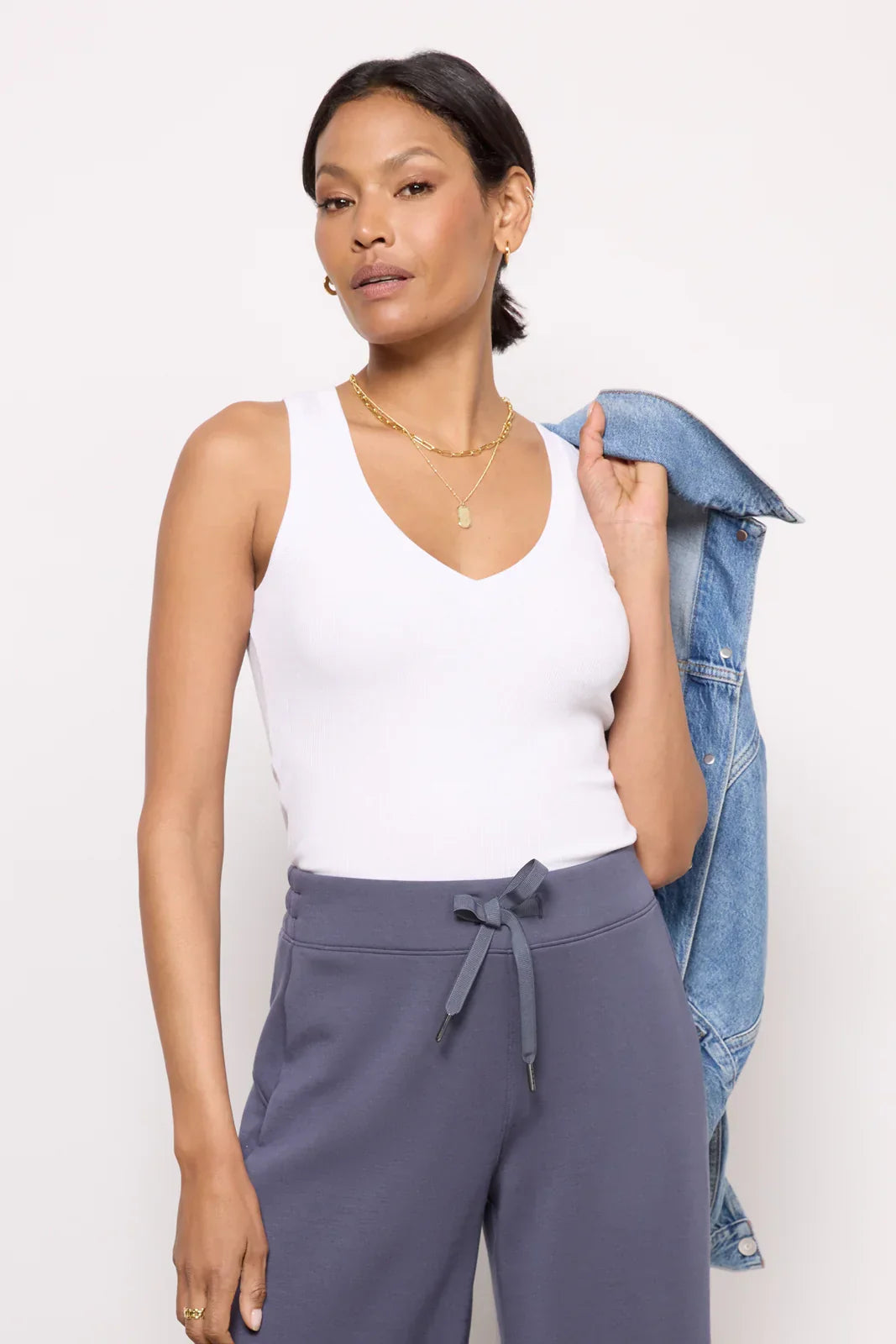 Ribbed V Slim Tank