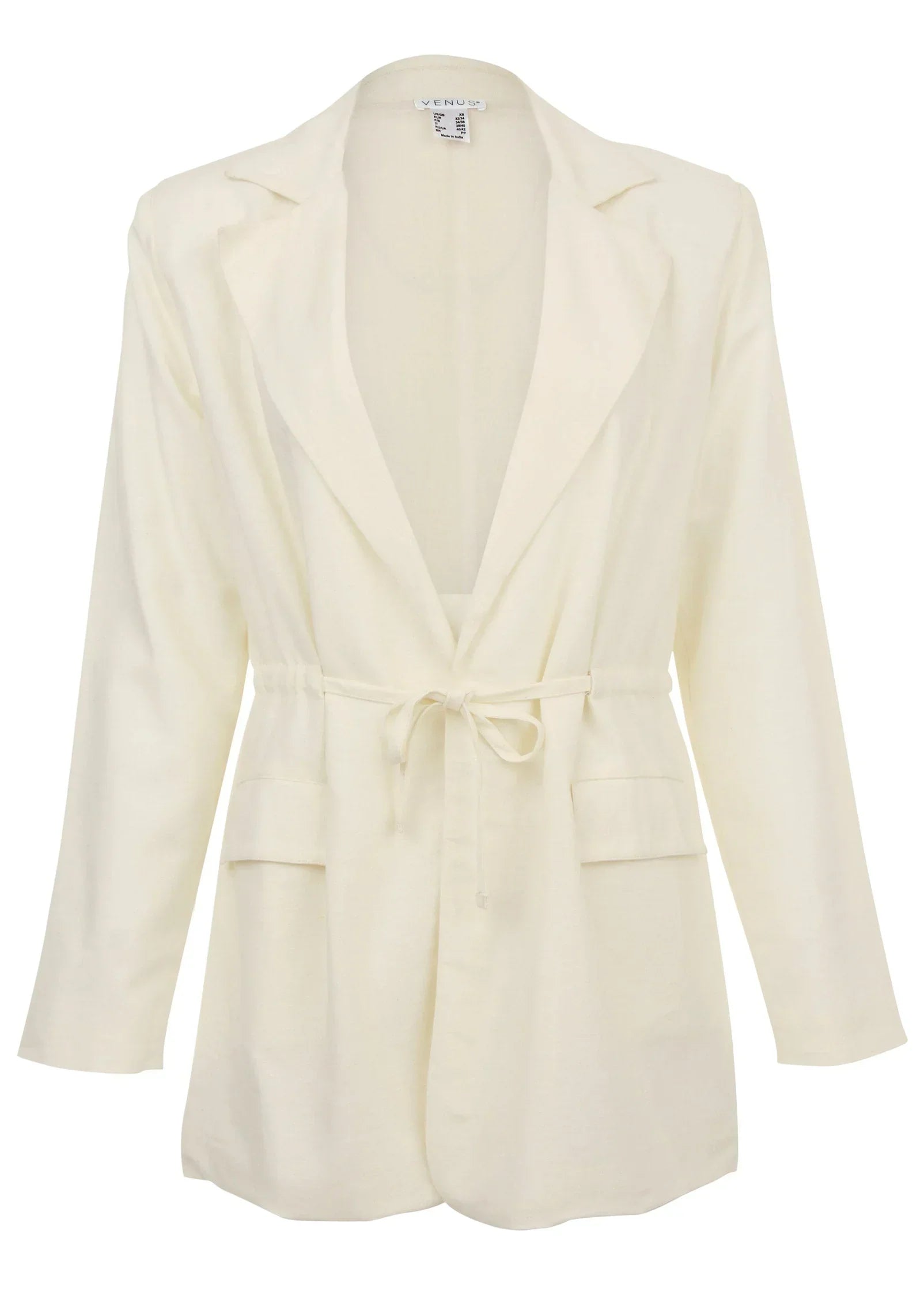 Linen Drawstring Blazer Off White