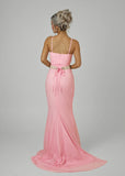 Secret Love Glitter Mesh Gown with Diamante Belt Pink