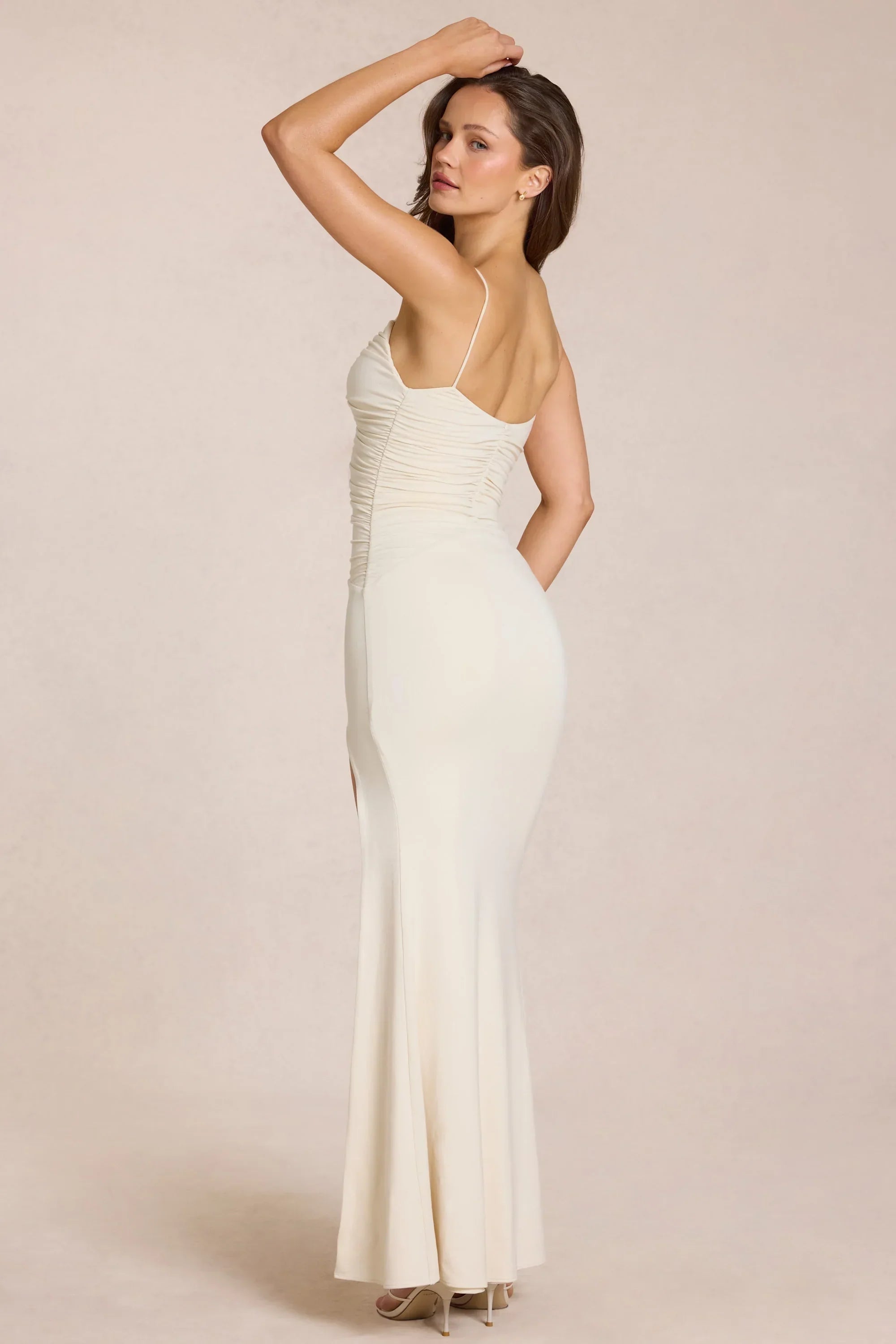 Deep V Neck Maxi Dress in Ivory