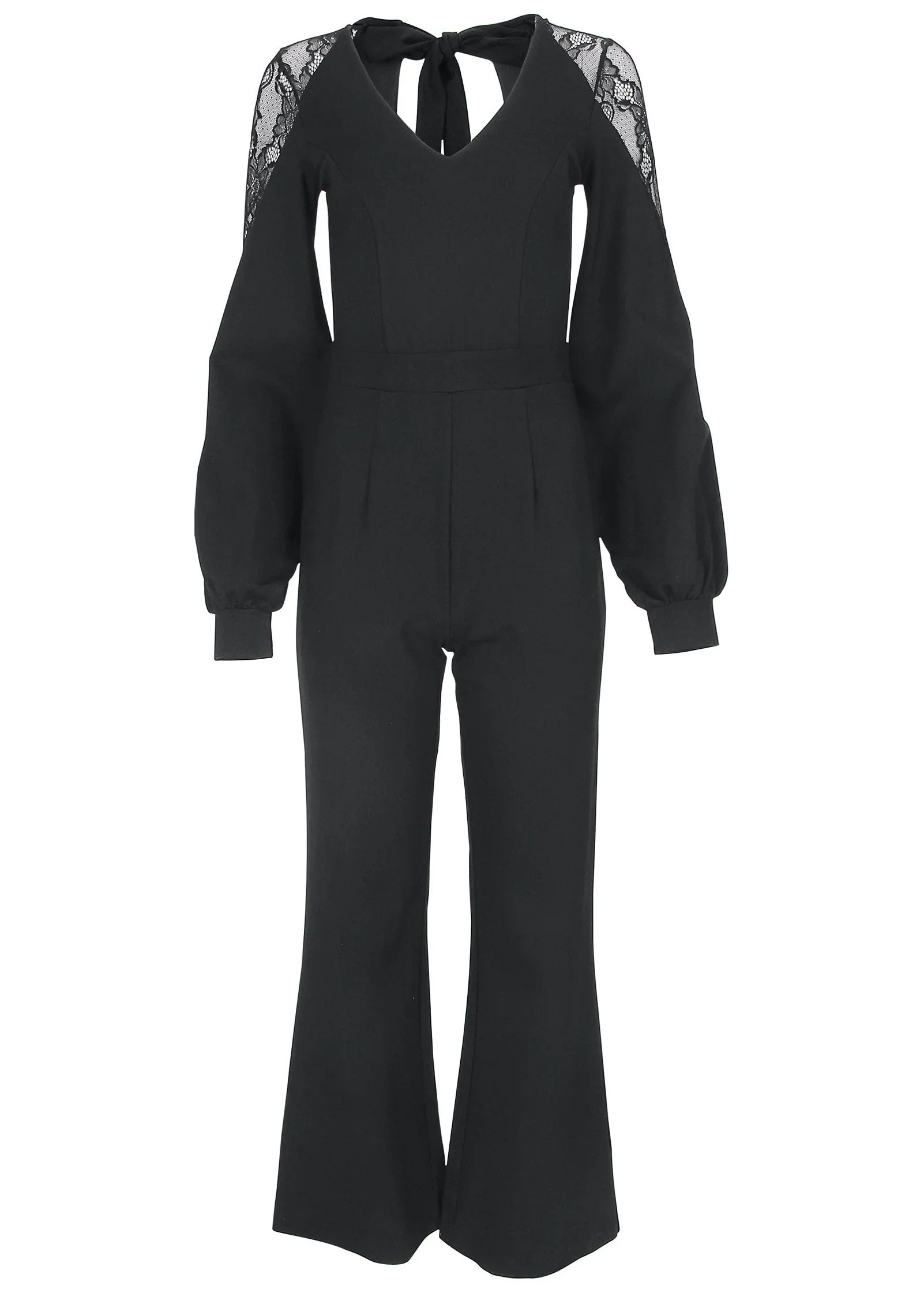Ponte Lace Detail Jumpsuit Jet Black
