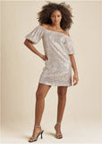 Sequin Off The Shoulder Dress Silver