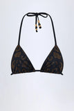 Charm Detail Triangle Bikini Top in Black