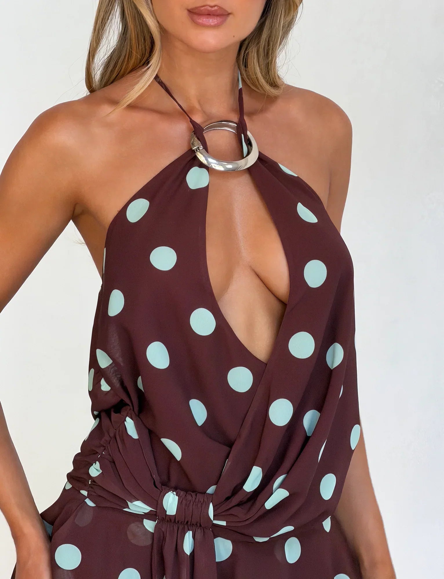 INDIGO MINI DRESS 20 CHOCOLATE BLUE DOT