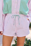 Palm Grove Light Pink and Green Striped Pull On Boxer Shorts