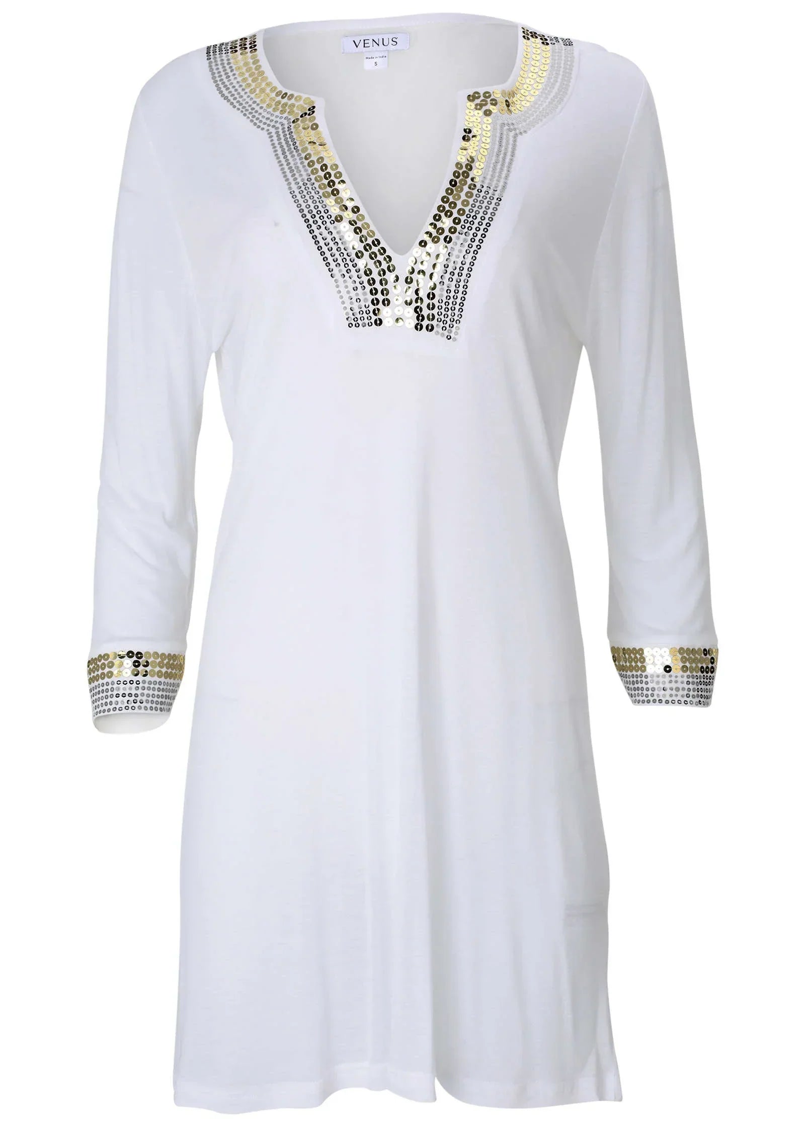 Sequin Cover Up Dress Pearl White