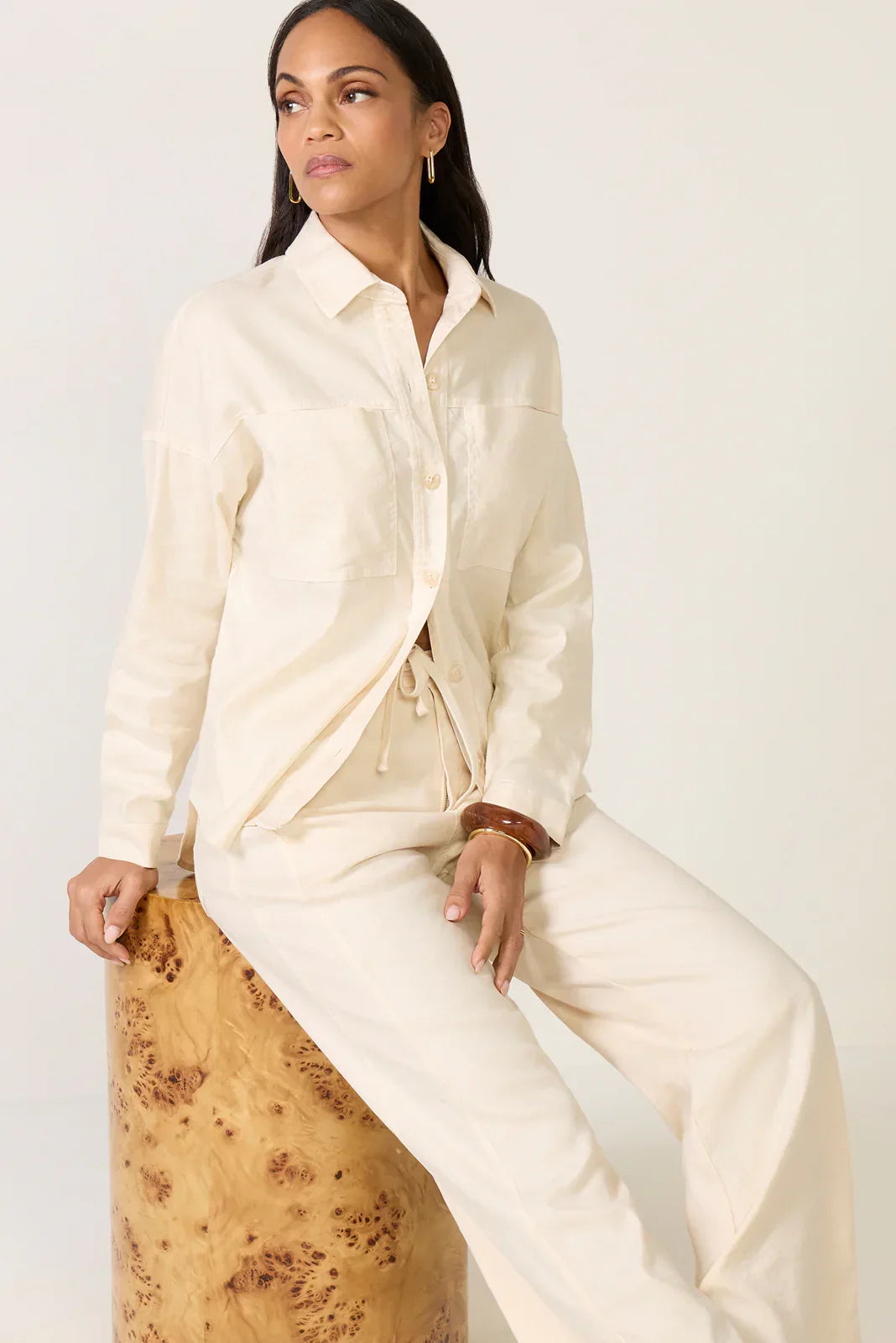Frankie Stretch Linen Long Shacket