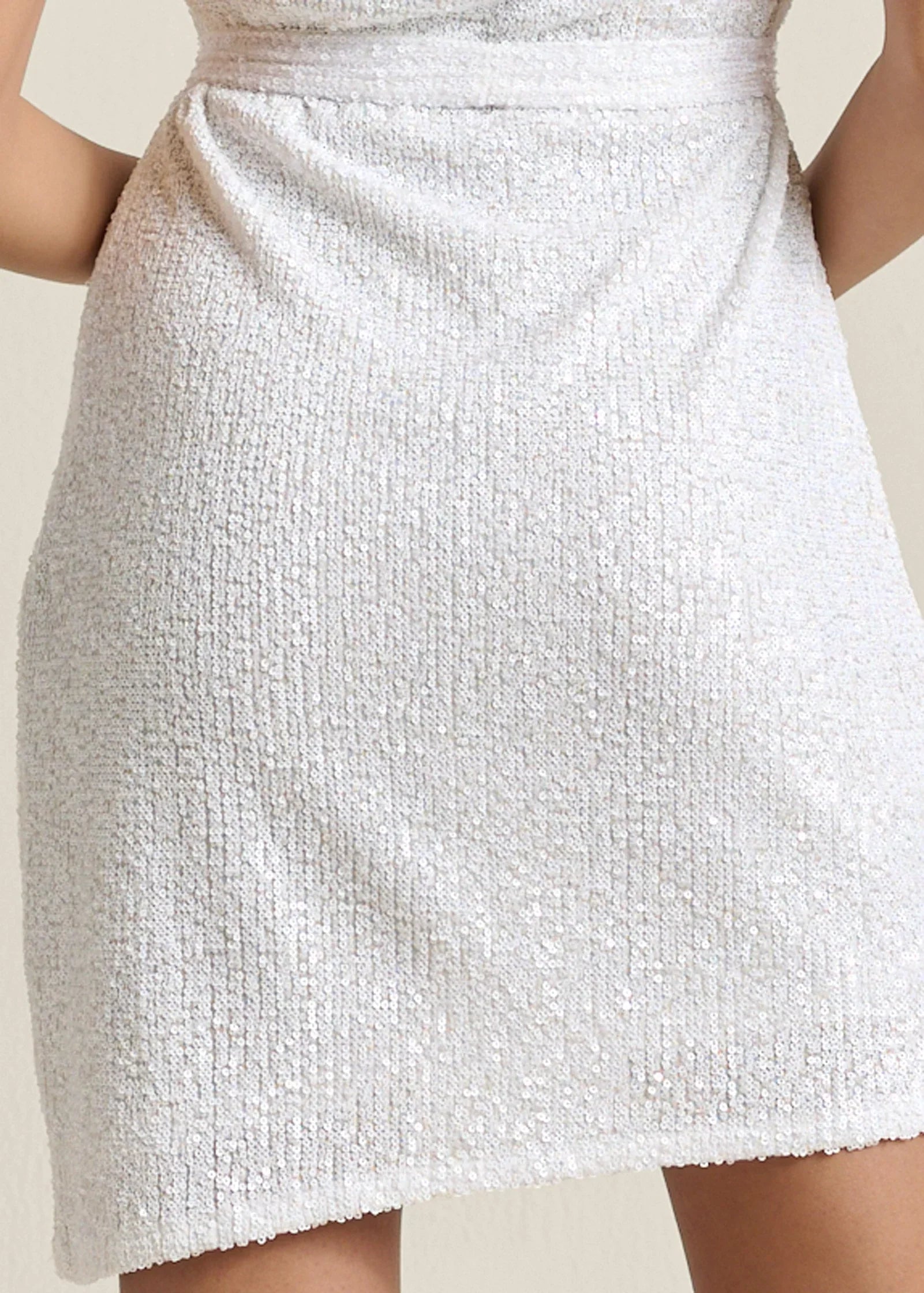 One Shoulder Sequin Dress White