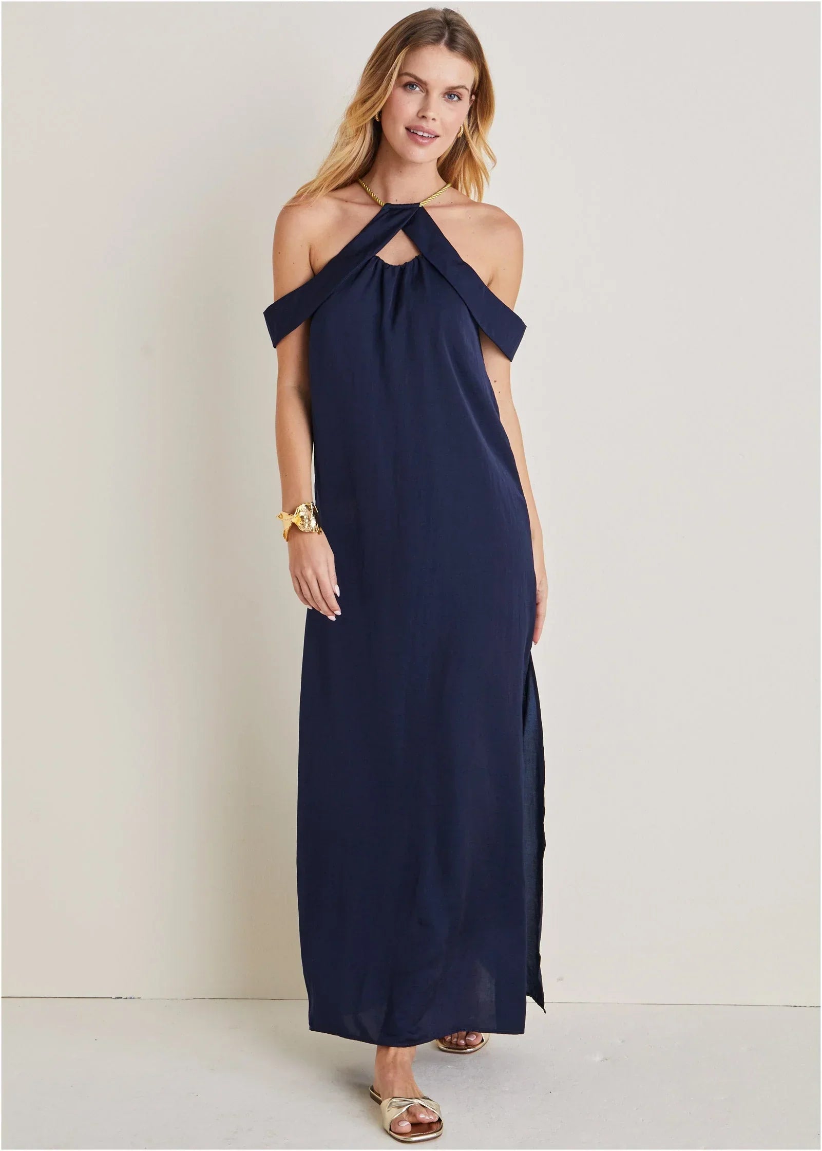 Cold Shoulder Maxi Dress Navy