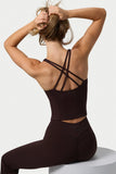 Soft Active Sweetheart Neck Tank Top in Espresso