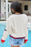 Betsy Ivory Star Patchwork Sleeve Top