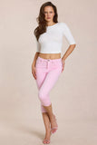 Mid Rise Capri Jeans in Blossom Pink