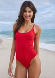Superrib Tie Back One Piece Red