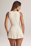 Modal Button Detail A Line Mini Dress in Floral Print
