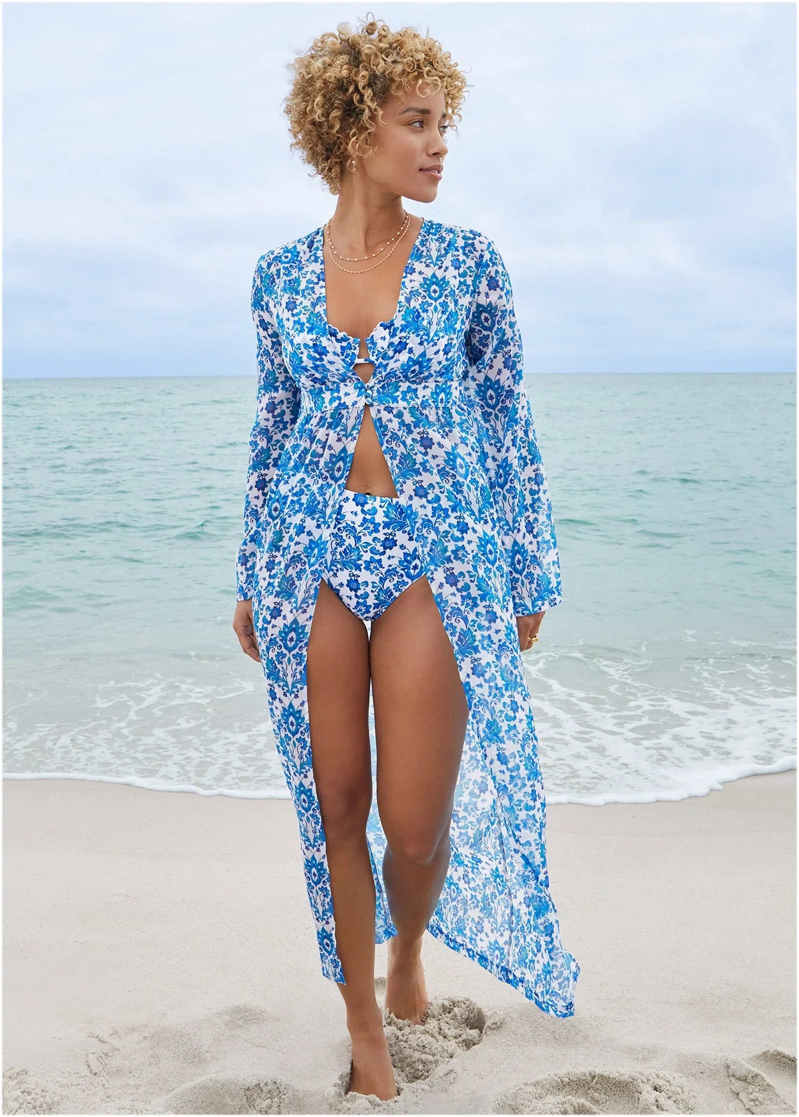 Sea Breeze Kimono Cover Up Delicate Floral