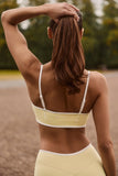 Soft Active Sweetheart Neck Contrast Sports Bra in Lemon