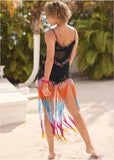 Maxi Crochet Cover Up Dress Black Multi