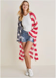 Cotton Americana Cardigan Racing Red Multi