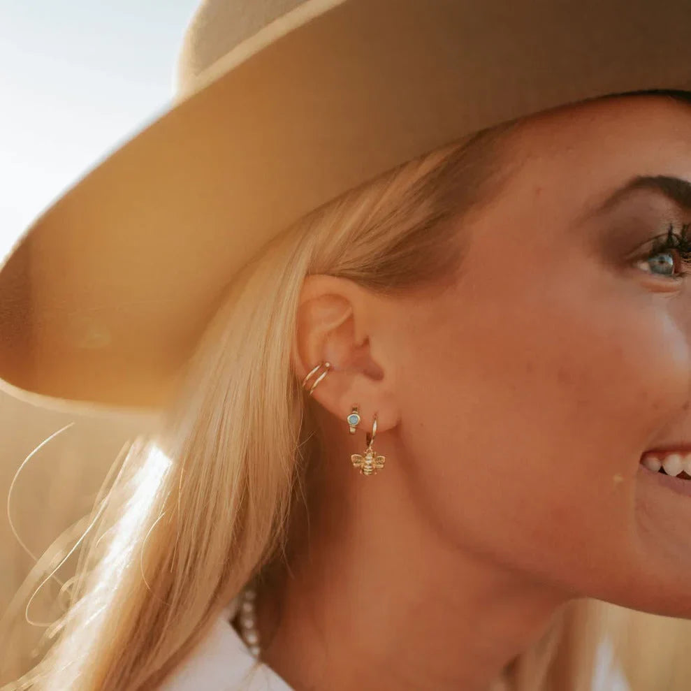 Honey Bee Hoop Earrings