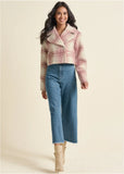 Crop Double Breasted Jacket Pink Multi