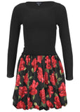 Long Sleeve Bubble Hem Mini Antique Roses