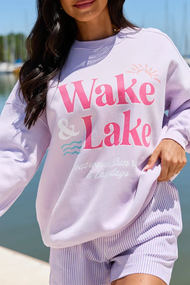 Wake Lake Purple Graphic Sweatshirt