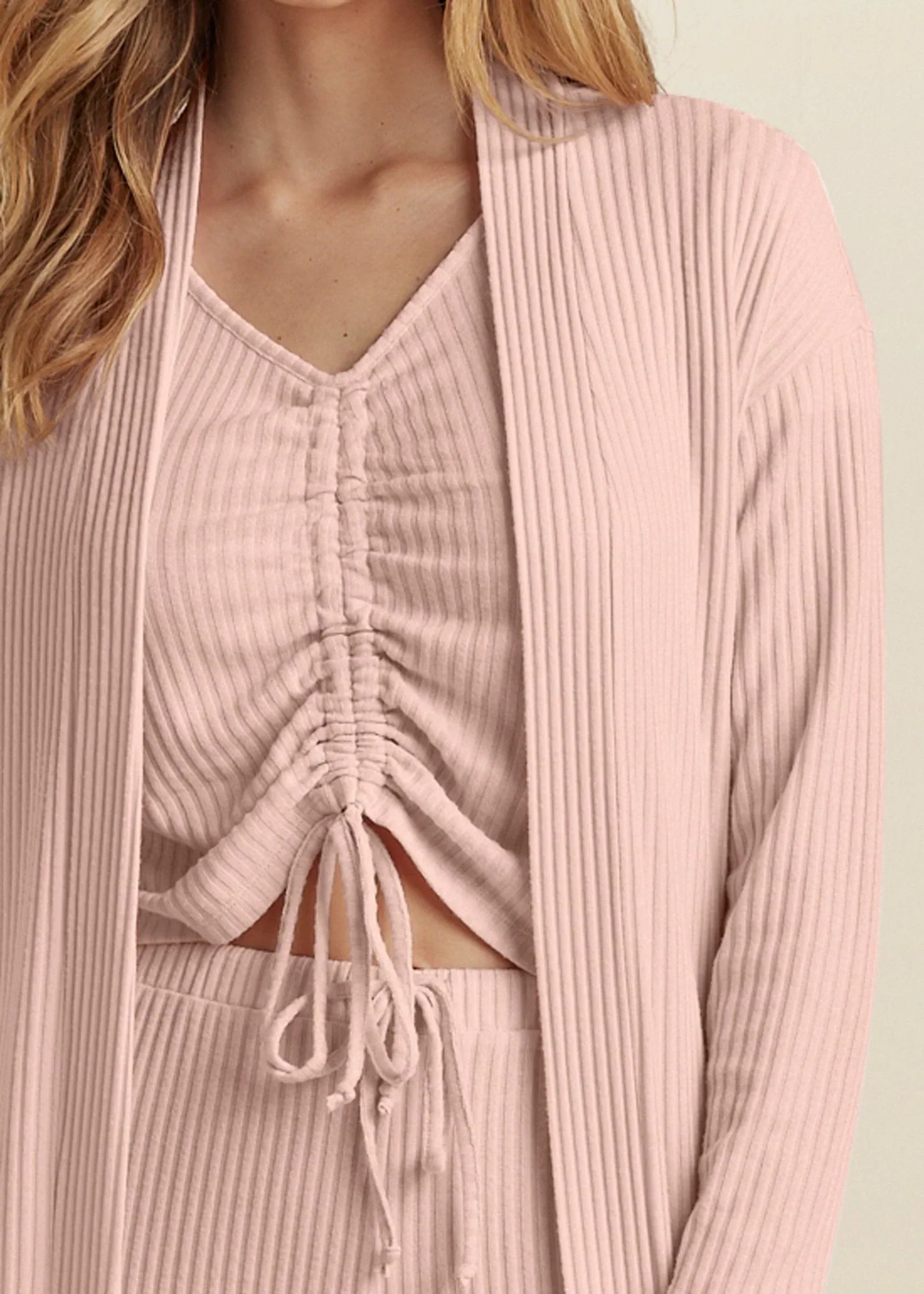 Ribbed 3 Piece Set Peach