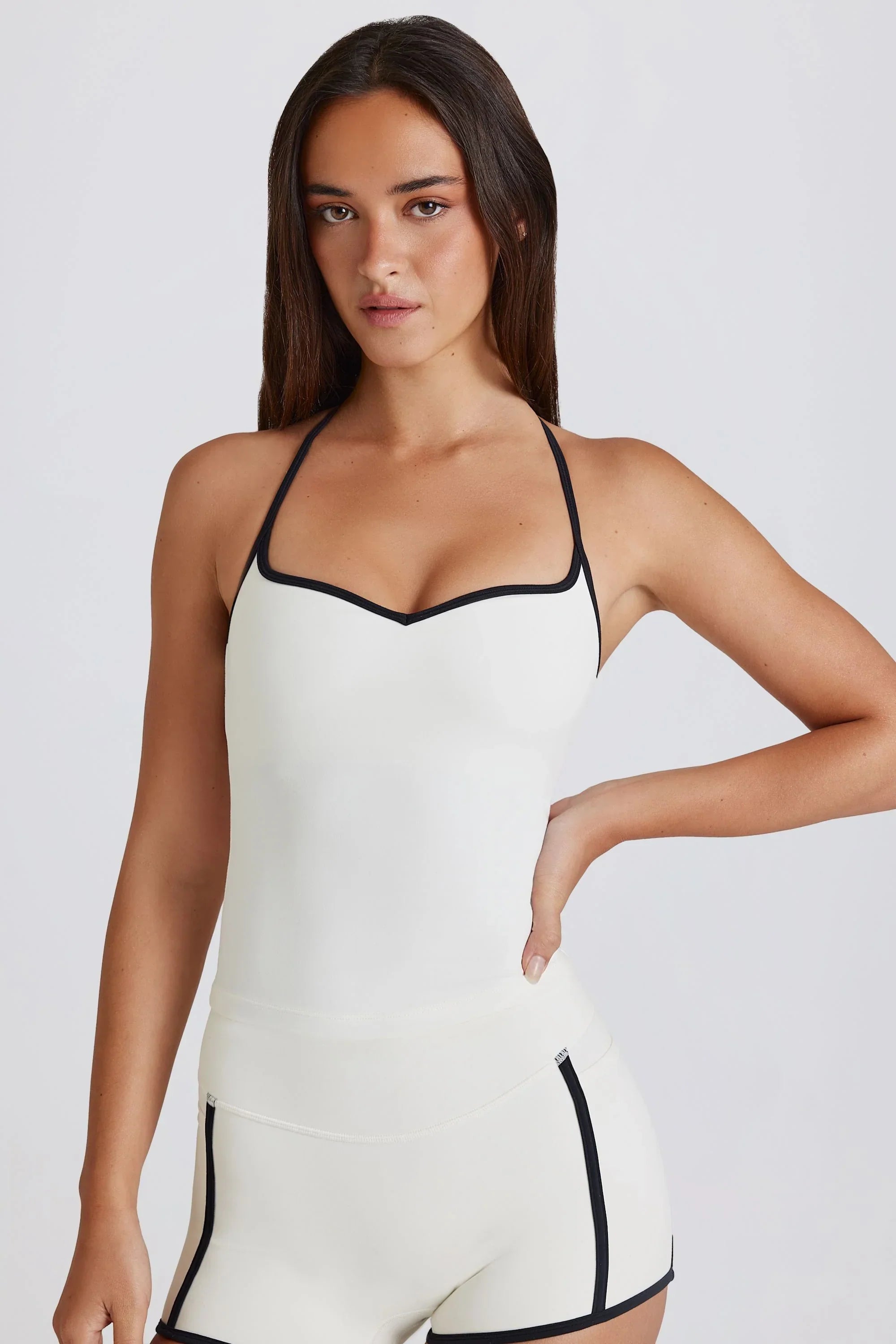 Soft Active Cross Back Tank Top in Ivory