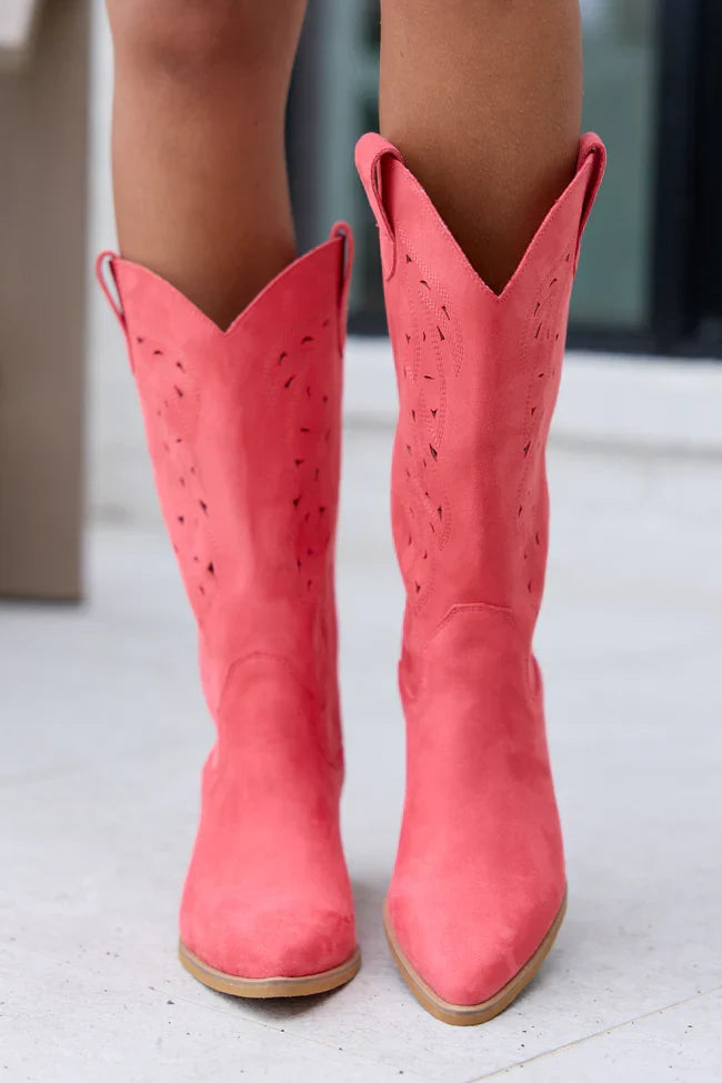 Olivia Cutout Coral Cowboy Boots