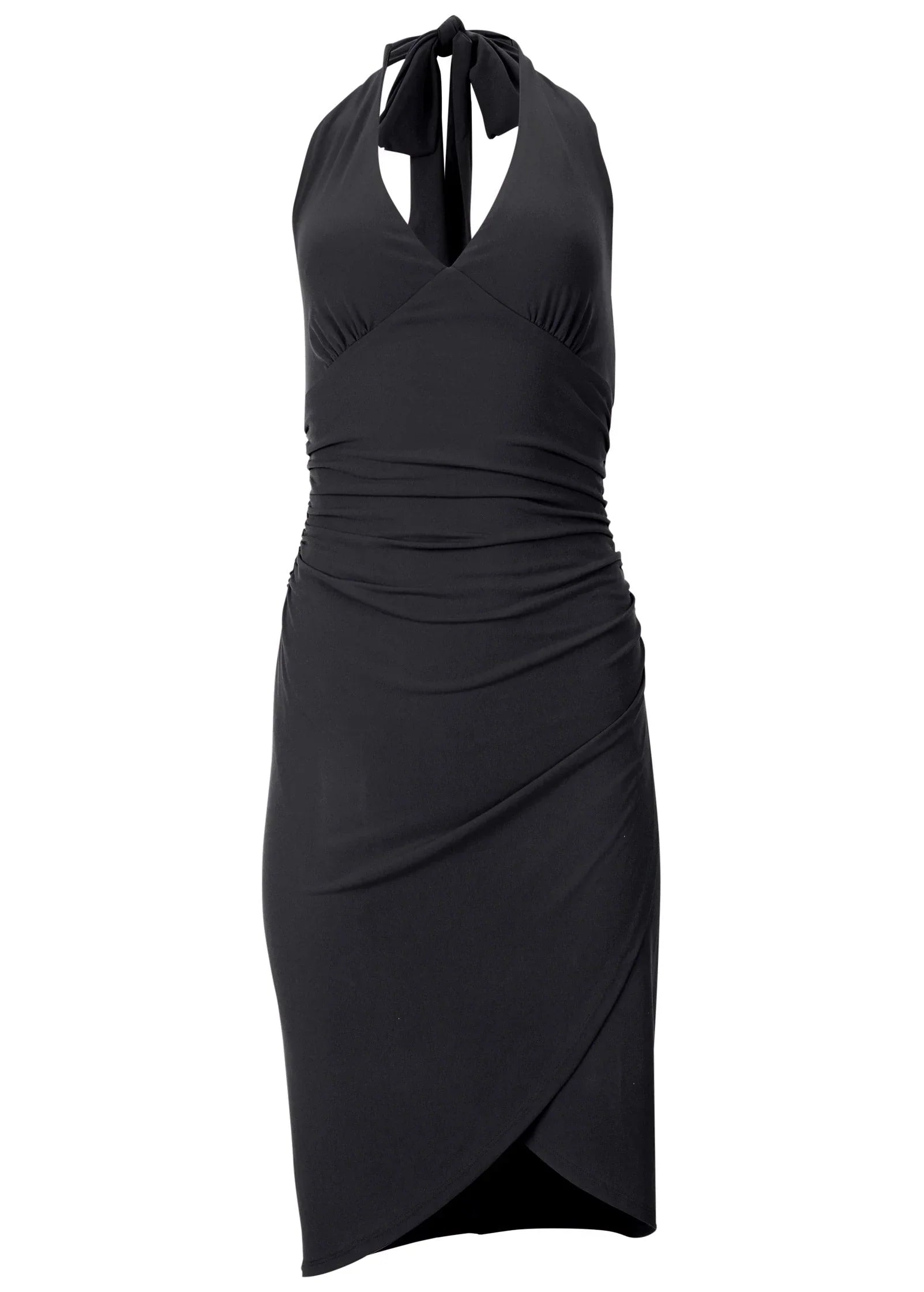 Halter Wrap Dress Jet Black