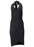 Halter Wrap Dress Jet Black