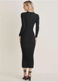 Ribbed Maxi Sweater Dress Jet Black