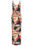 High Slit Maxi Dress Navy Multi