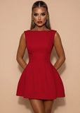 Serene Halo Structured Mini Dress Red