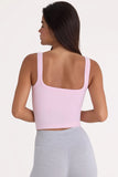 Seamless Soft Rib Square Neck Tank Top in Powder Pink