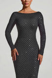 Embellished Open Back Gown in Black