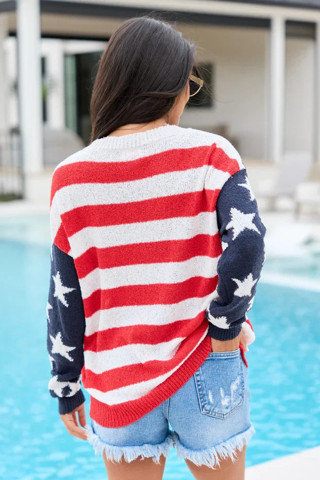 Americana Stars And Stripes Oversized Sweater
