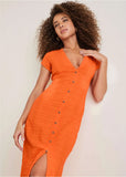 Linen Midi Dress Orange