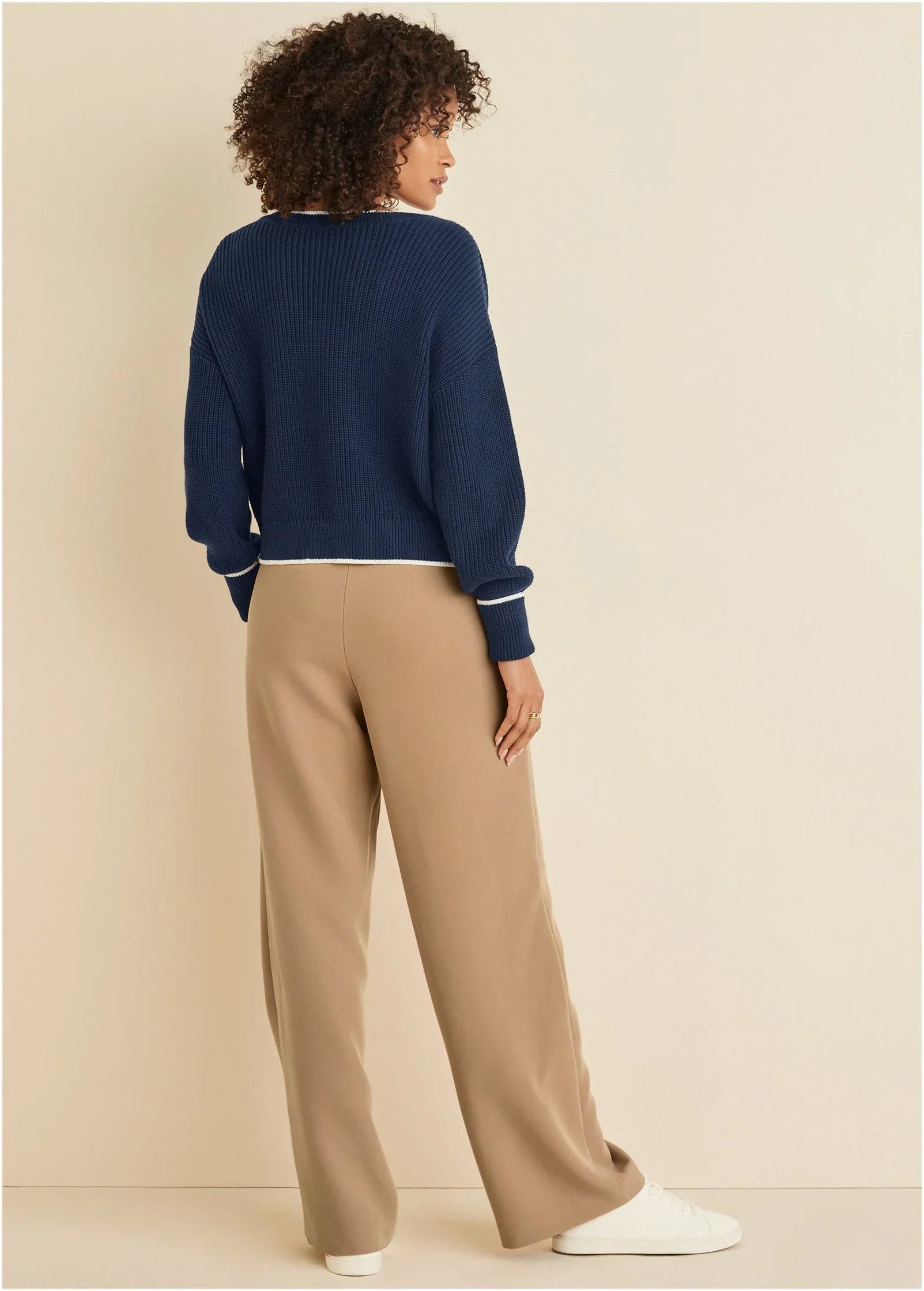 Anchor V Neck Sweater Navy White