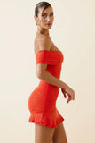 Asymmetric Ruched One Shoulder Mini Dress in Scarlet