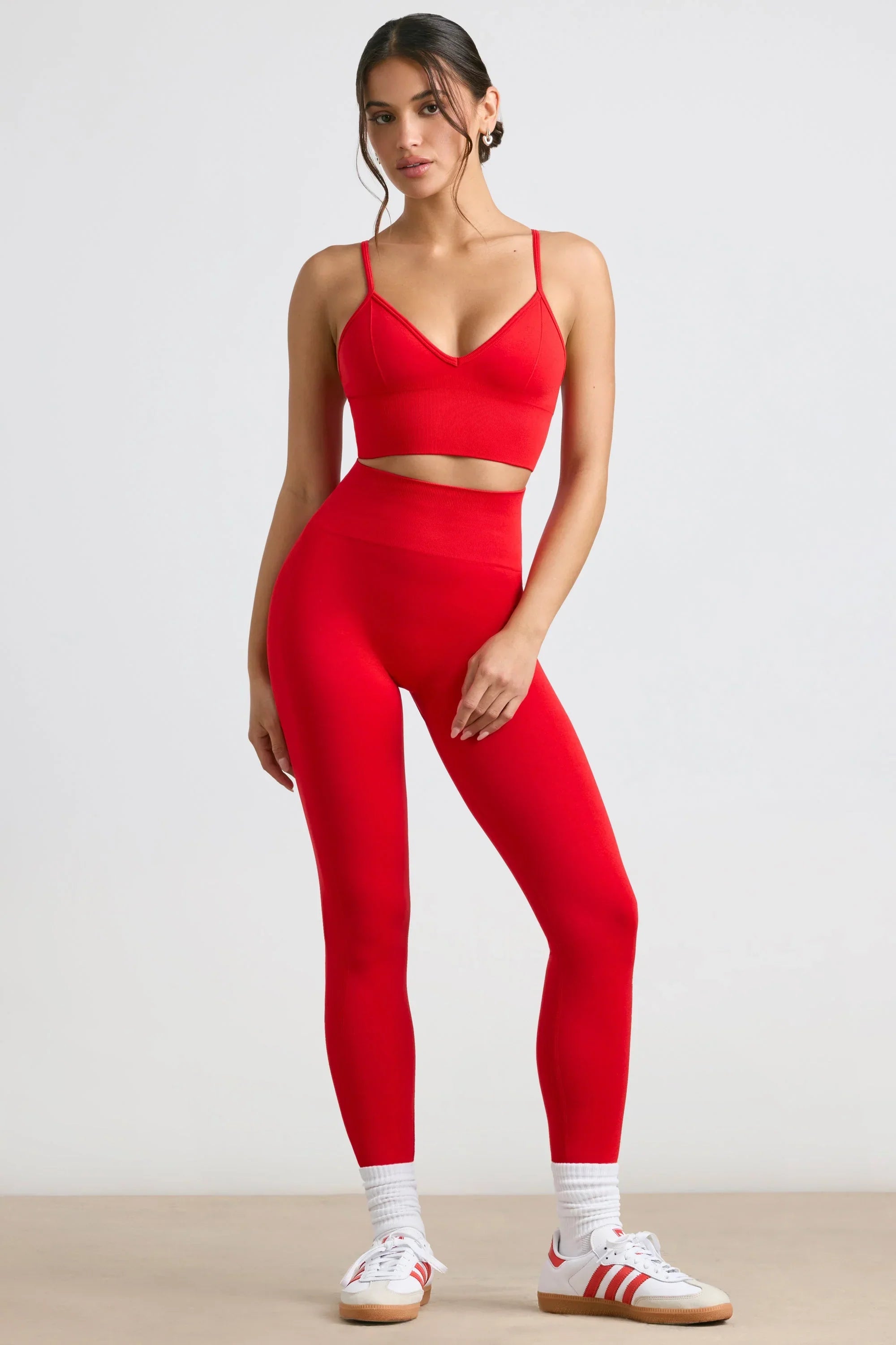 Define Luxe High Waist Leggings in Red