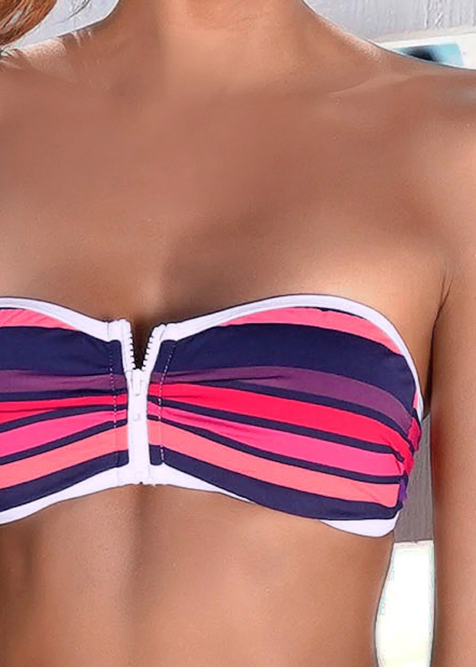 Bandeau Bikini Top Sunburst Stripe
