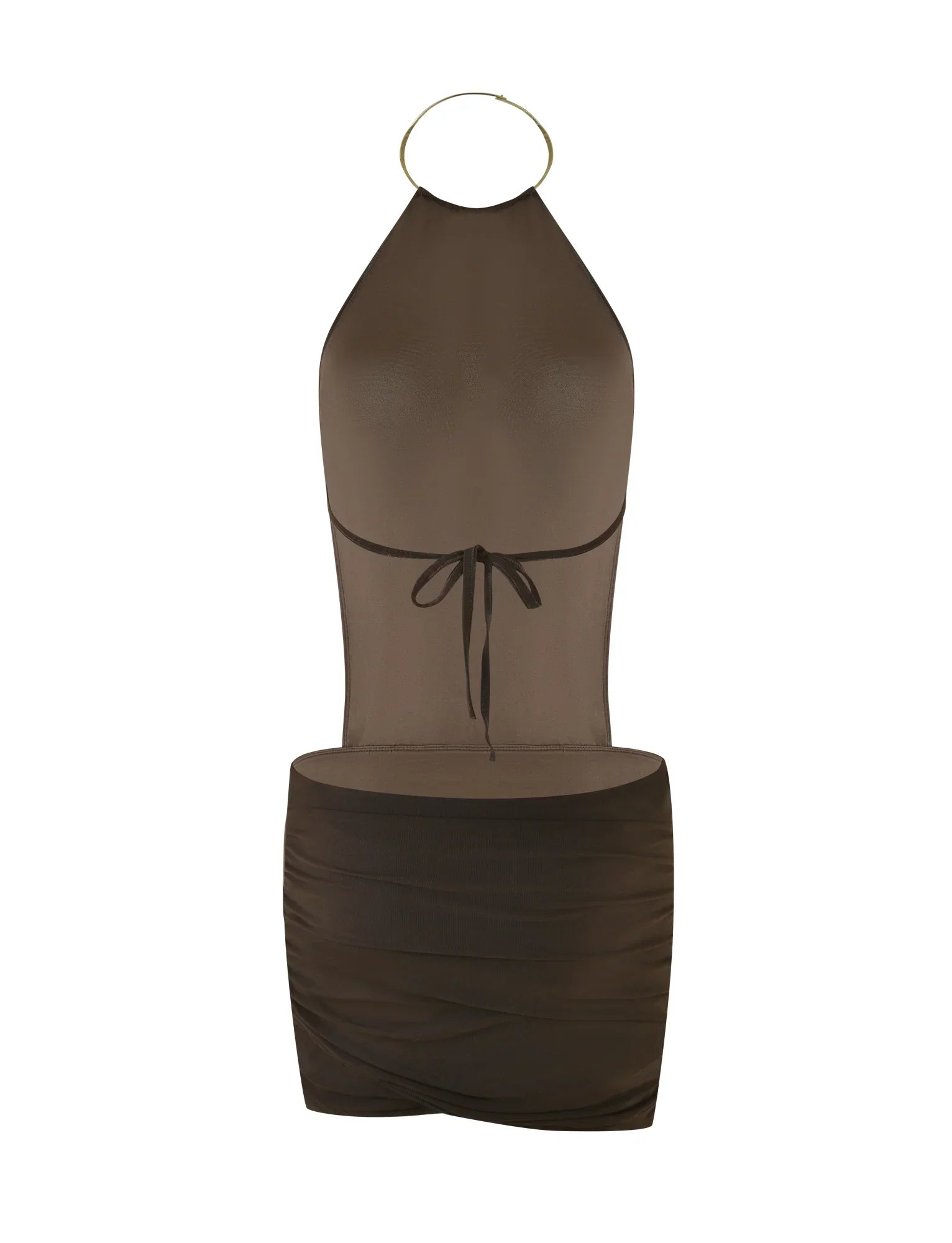 EVANNA MINI DRESS BROWN CHOCOLATE