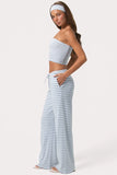 Ribbed Jersey Low Rise Trousers in Blue Stripe