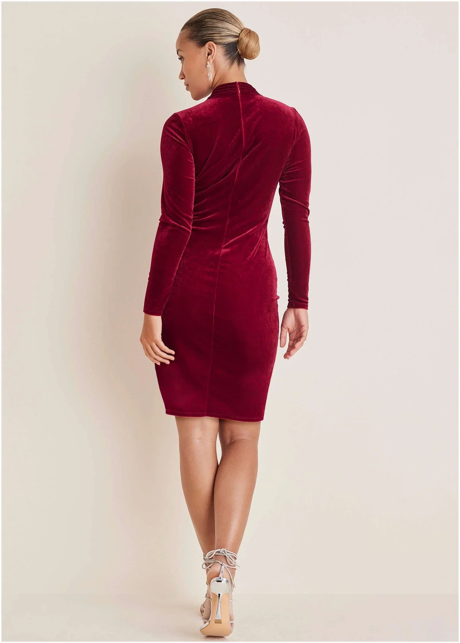 Stretch Velvet Cutout Dress Haute Red