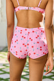 Coastal Darling Pink Cherry Gingham High Waisted Bikini Bottom