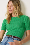 Arden Pointelle Puff Sleeve Pullover