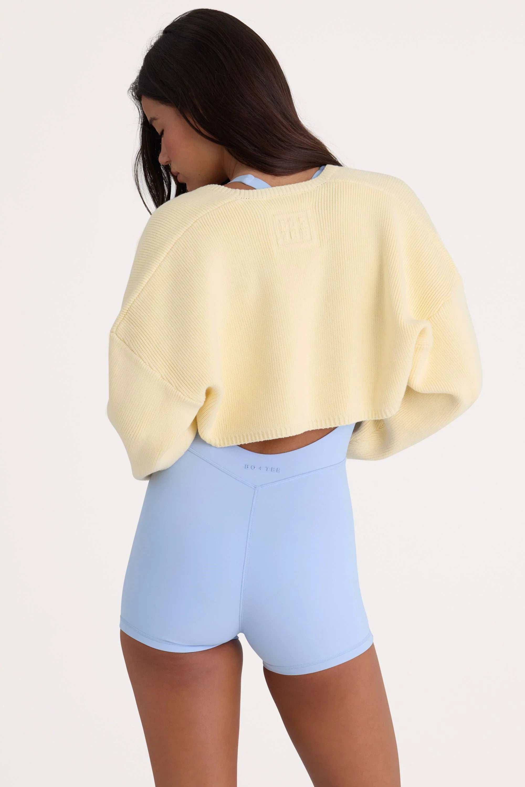 Ribbed Knit Cropped Shrug in Lemon