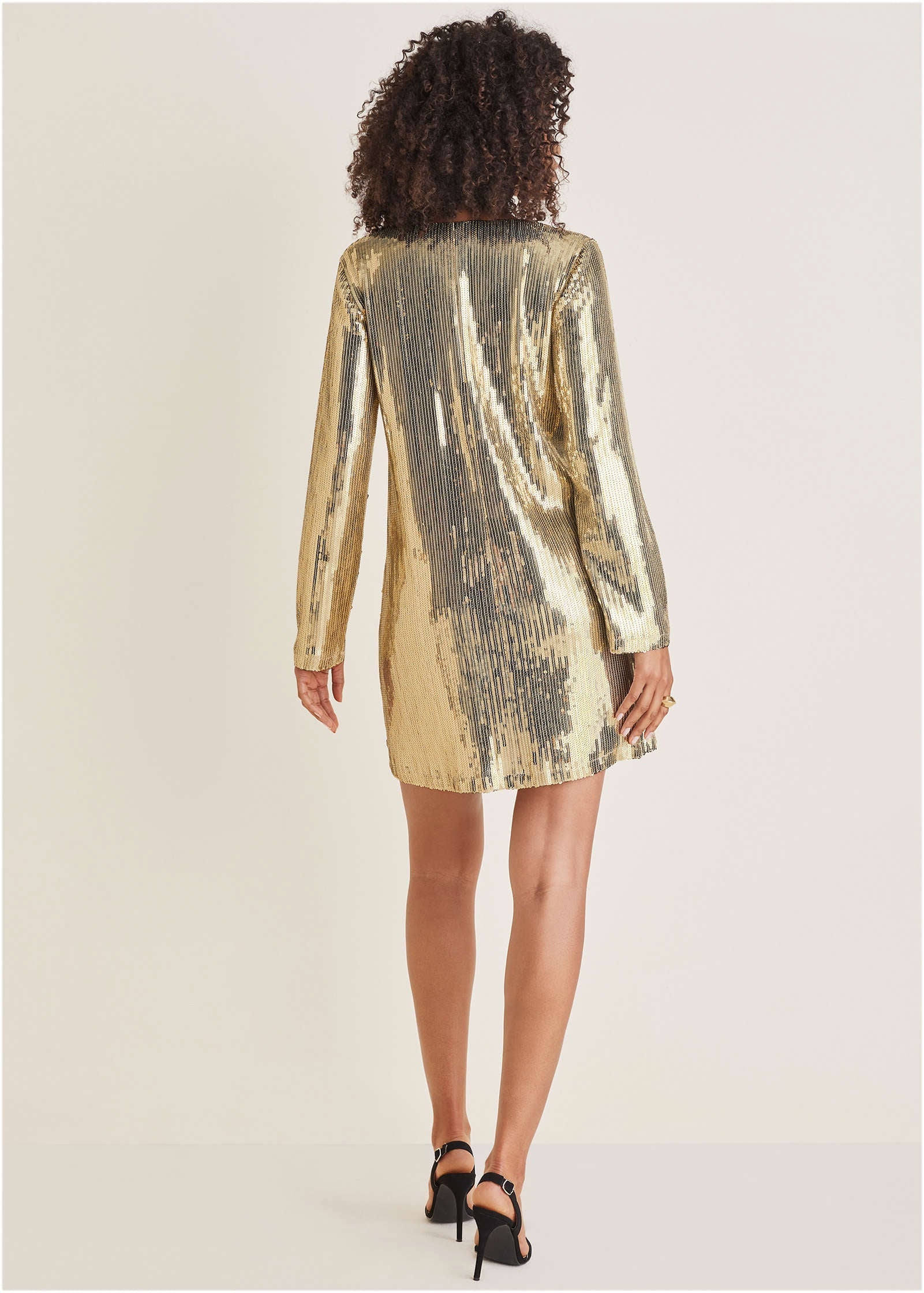 Sequin Long Sleeve Mini Dress Gold